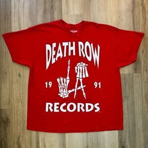 Death Row Records Men’s 2XL Red Skeleton T-Shirt Short Sleeve Streetwear
